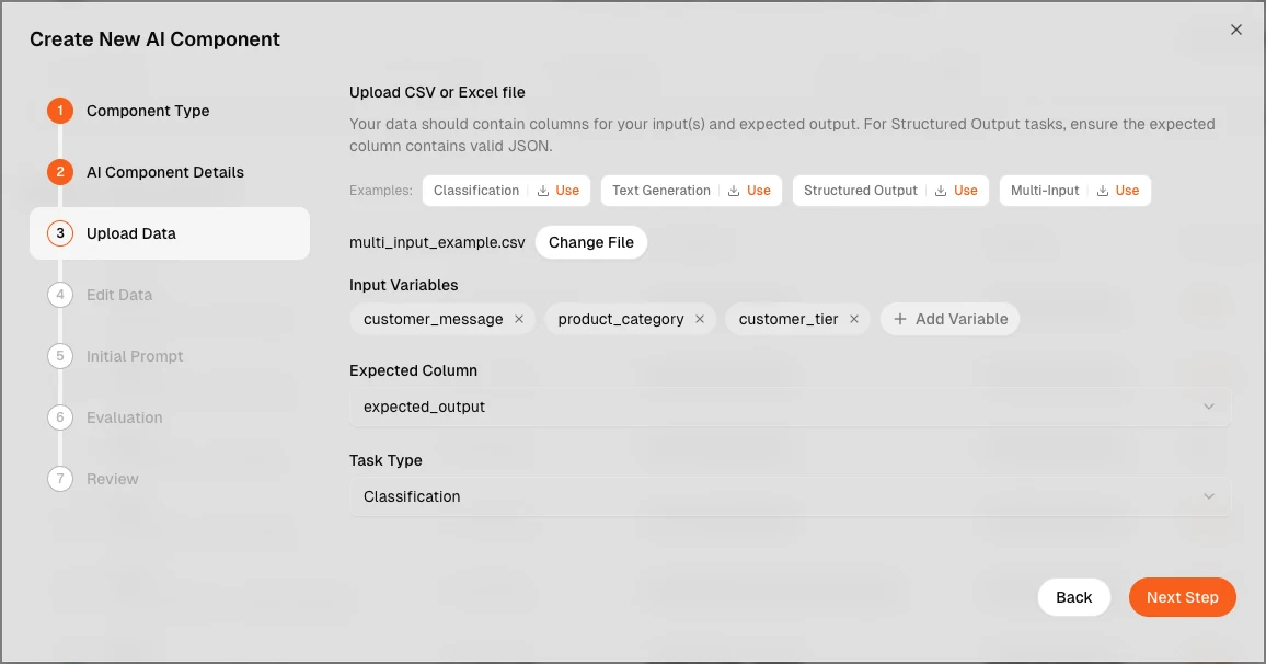 Multi-variable prompt configuration